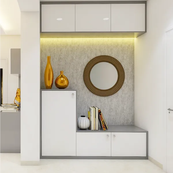 Modern Foyer Designed With Fluted Panels | Livspace